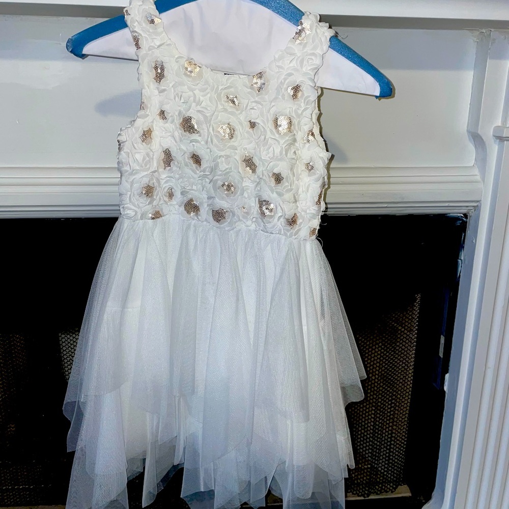 Girls Cream and Gold Pink Violet Tutu Dress